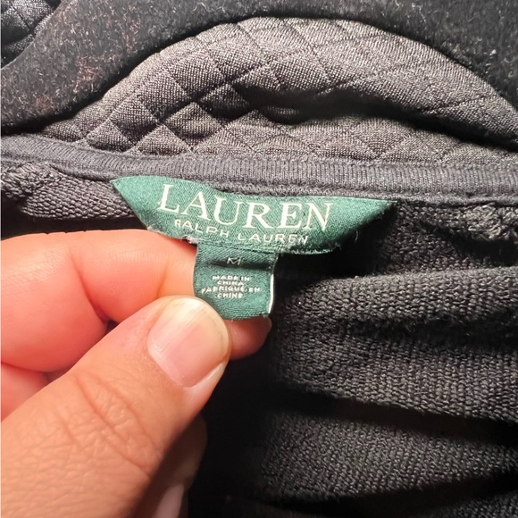 Lauren Ralph Lauren Womens Size Med Black Knit Zippered Quilted Cardigan Jacket - Picture 10 of 15